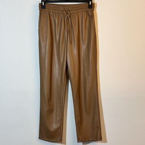 Marc New York Andrew Marc Faux Leather Hi Rise Caramel Pants Tapered Size Med